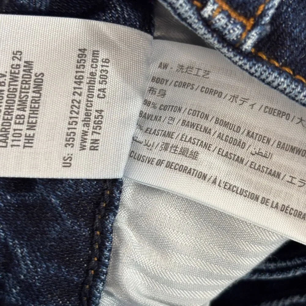 Hollister Women Jeans Curvy Ultra High Rise Dad Distressed Dark Wash Sz 19 M149 - Picture 12 of 13